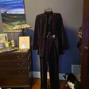 Vintage 90’s DKNY black velvet cutaway ‘French officer’ style suit